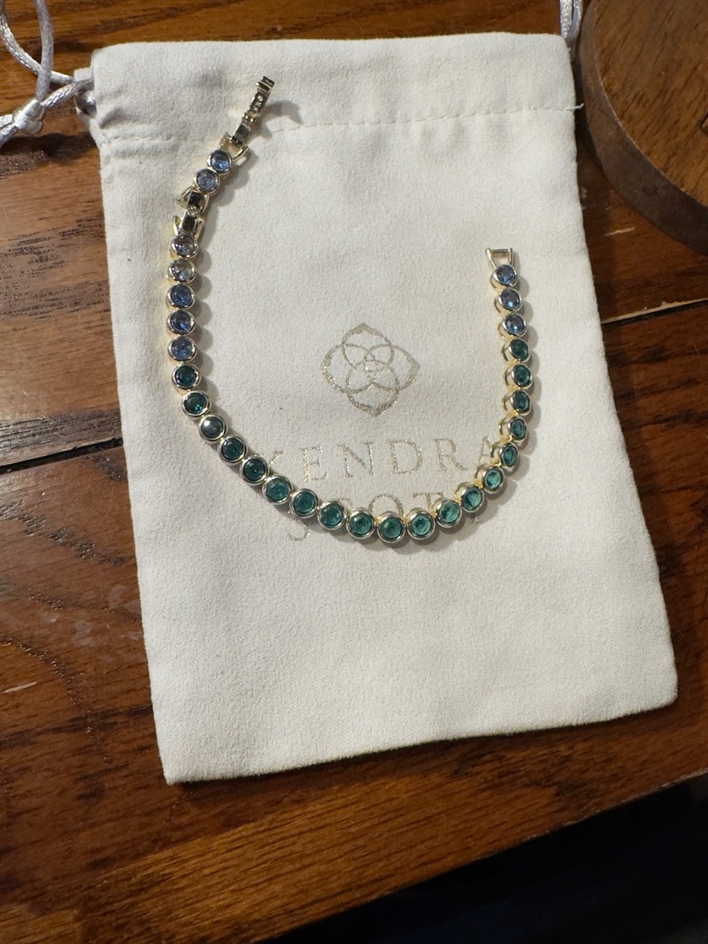 Kendra Scott Gold Bracelet with Blue-Green Stones